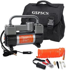 img 4 attached to 🚗 GSPSCN Titanium Double Cylinder Tire Inflator: Powerful 12V Air Compressor for Car, Truck, SUV Tires, Dinghy, Air Bed & More - Portable & Heavy Duty, Inflate up to 150PSI!