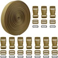 🛄 kratarc 32ft luggage strap with 1 inch webbing - adjustable backpack package suitcase belt with 10 set side release buckle (khaki) logo