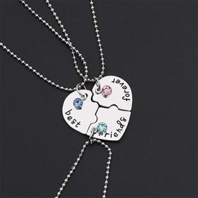 img 2 attached to 💖 Coadipress BFF Best Friend Necklaces for 3 Girls: Fashion Rhinestone Crystal Heart Matching Pendant - Forever and Ever Friendship Puzzle Alloy Necklaces