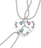 💖 coadipress bff best friend necklaces for 3 girls: fashion rhinestone crystal heart matching pendant - forever and ever friendship puzzle alloy necklaces logo