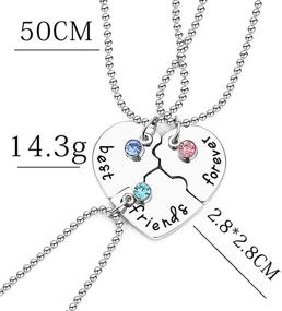 img 3 attached to 💖 Coadipress BFF Best Friend Necklaces for 3 Girls: Fashion Rhinestone Crystal Heart Matching Pendant - Forever and Ever Friendship Puzzle Alloy Necklaces