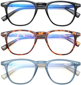 img 4 attached to 👓 3-Pack Spring Hinge Fashion Readers for Women Men - Blue Light Blocking Glasses for Computer Use