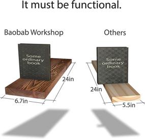 img 3 attached to 🪵 BAOBAB WORKSHOP Wood Floating Shelves Set: Rustic 24-inch Walnut Wall Shelves for Living Room, Bedroom, Kitchen, Bathroom - Made in Europe