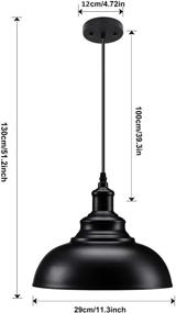 img 3 attached to Farmhouse Pendant Light: Vintage Black Industrial Fixture for Kitchen, Barn & Dining Room (1 Pack)