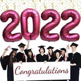 img 2 attached to 🎈 2022 Burgundy Balloons Jumbo Helium Foil Number Balloons for New Year Celebration and Graduation Decor