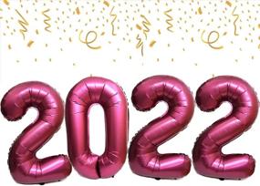 img 3 attached to 🎈 2022 Burgundy Balloons Jumbo Helium Foil Number Balloons for New Year Celebration and Graduation Decor