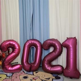 img 1 attached to 🎈 2022 Burgundy Balloons Jumbo Helium Foil Number Balloons for New Year Celebration and Graduation Decor