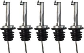 img 4 attached to 🍷 Wobe 5 Pcs Stainless Steel Wine Bottle Pourers with Flip Top Stoppers - Speed Pourers for Liquor, Olive Oil, Wine, Vinegar, and other Liquids