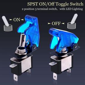 img 2 attached to 🔵 Twidec/3Pcs Rocker Toggle Switch 12V 20A Heavy Duty Racing Car Automative Auto SPST ON/OFF Toggle Switch with Blue LED Light, Illuminated 3Pin, Blue Waterproof Safety Cover, ASW-07DBUBUMZ