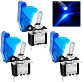 img 4 attached to 🔵 Twidec/3Pcs Rocker Toggle Switch 12V 20A Heavy Duty Racing Car Automative Auto SPST ON/OFF Toggle Switch with Blue LED Light, Illuminated 3Pin, Blue Waterproof Safety Cover, ASW-07DBUBUMZ