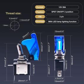 img 1 attached to 🔵 Twidec/3Pcs Rocker Toggle Switch 12V 20A Heavy Duty Racing Car Automative Auto SPST ON/OFF Toggle Switch with Blue LED Light, Illuminated 3Pin, Blue Waterproof Safety Cover, ASW-07DBUBUMZ