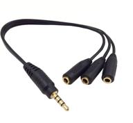 🔌 qaoquda 1ft gold plated 3.5mm stereo audio splitter cable - 3 x 1/8" jack female, 1m/3f, aux input/output logo