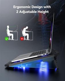 img 2 attached to 💻 Slim Portable Laptop Cooling Pad - 6 Quiet LED Fans, USB Powered Adjustable Laptop Cooling Fan Stand, Switch Control Fan Speed - Compatible with Laptop Notebooks Up to 19 Inch - TECKNET