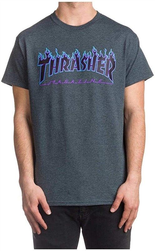 thrasher flame t shirt small heather men's clothing and shirts 标志