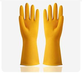 img 4 attached to 🧤 2 Pairs of Yellow Reusable Rubber Household Gloves - Ideal for Dishwashing, Cleaning, Heavy Duty Kitchen Tasks and Long-Lasting Protection