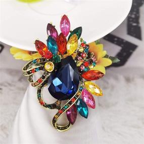 img 3 attached to 💎 SELOVO Leaf Rhinestone Statement Brooch Pin: Stunning Dress Jewelry Accessory
