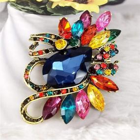 img 2 attached to 💎 SELOVO Leaf Rhinestone Statement Brooch Pin: Stunning Dress Jewelry Accessory