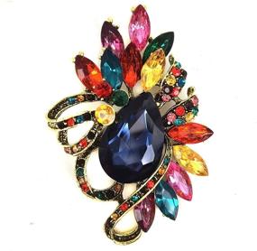 img 4 attached to 💎 SELOVO Leaf Rhinestone Statement Brooch Pin: Stunning Dress Jewelry Accessory
