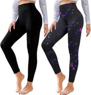 👖 cthh 2-pack high waisted tummy control leggings for women - black workout running yoga pants logo