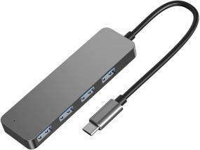 img 4 attached to MEANHIGH Ultra-Slim USB Data Hub: 4-Port USB C 3.0 Hub, Type C to USB Hub Micro USB Splitter for MacBook Pro Air HP XPS & More Type C Devices – Portable USB Port Expander