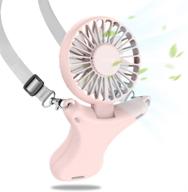 funme hands-free usb personal fan - 3350mah battery-powered necklace fan | up to 17 hours of use | rechargeable handheld fan | 3 speeds | foldable | built-in soft light | outdoors travelling & indoor | pink logo