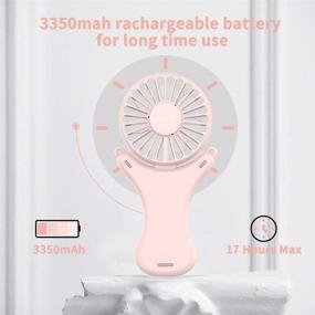 img 2 attached to FUNME Hands-Free USB Personal Fan - 3350mAh Battery-Powered Necklace Fan | Up to 17 Hours of Use | Rechargeable Handheld Fan | 3 Speeds | Foldable | Built-in Soft Light | Outdoors Travelling & Indoor | Pink