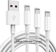 ⚡ 3 pack apple mfi certified iphone charger cable 6ft - lightning to usb cord with 2.4a fast charging - compatible with iphone 13/12/11 series/x/xs/xr/8/7/6/5s logo