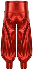 img 3 attached to ACSUSS Kids Boys Girls Shiny Metallic Harem Pants with Chain - Trendy Streetwear for Punk Hip Hop Style