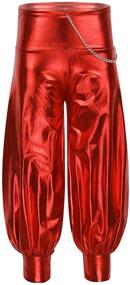 img 4 attached to ACSUSS Kids Boys Girls Shiny Metallic Harem Pants with Chain - Trendy Streetwear for Punk Hip Hop Style