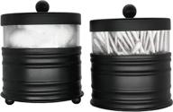 🛁 farmhouse bathroom apothecary jars set with lids - autumn alley black qtip holder glass dispenser, rustic vanity organizer for cotton balls, swabs, rounds, bath salts | 2-glass jars logo