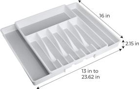 img 2 attached to 🗄️ Expandable Plastic Drawer Organizer - 8 Compartment - Non-Slip Lining and Feet - BPA Free - Utensils, Flatware, Office, Personal Care, or Makeup Storage - Kitchen - White with Gray - Smart Design