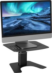 img 4 attached to 🖥️ Adjustable Height Orionstar Monitor Stand Riser – Metal Computer Holder for Desk with Easy Assembly – Office Desk Organizer and Desktop Storage – Compatible with TV and Laptop Screens up to 27 Inches – Black