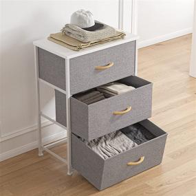 img 1 attached to 🛏️ CubiCubi Light Grey Dresser Nightstand for Bedroom - Small Fabric Tall Dresser with 3 Drawers for Hallway, Entryway, Closets - Steel Frame, Wood Top - Storage Tower Organizer Unit for Kids' Bedroom