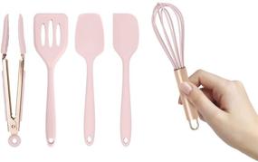 Cook With Color cook with color 5 pc silicone utensils set - non-stick,  heat resistant silicone cooking tools for cooking, baking and bbq - b