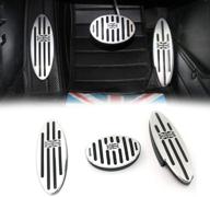 🚗 gtinthebox black/gray union jack at auto aluminum pedal cover with anti-slip no drill gas brake pedal and footrest pad set for mini cooper countryman, clubman, roadster, hatch, paceman (2010-2018) logo