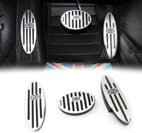 img 4 attached to 🚗 GTINTHEBOX Black/Gray Union Jack AT Auto Aluminum Pedal Cover with Anti-slip No Drill Gas Brake Pedal and Footrest Pad Set for Mini Cooper Countryman, Clubman, Roadster, Hatch, Paceman (2010-2018)