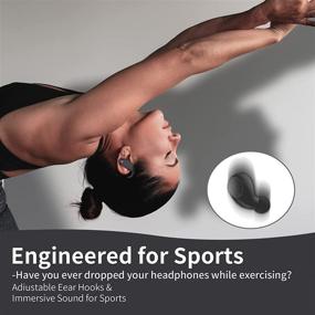 img 3 attached to Sport Wireless Earbuds, Bluetooth 5.1 Headphones with Earhooks, HiFi Stereo Sound, Noise Cancelling, Mic, Deep Bass, 40H Playtime, IPX7 Waterproof, for Sports