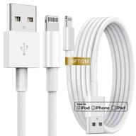 🔌 apple mfi certified 6ft iphone charger cable (2 pack) - lightning to usb cable 6 foot - fast charging cord 6 feet - compatible with iphone 12 mini 11 pro max xs xr x 8 7 6 airpods ipad - white logo