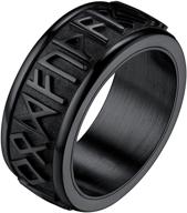 🔨 stainless steel norse viking spinning rings - customizable fidget band ring for men and women, ideal for anxiety relief - faithheart logo