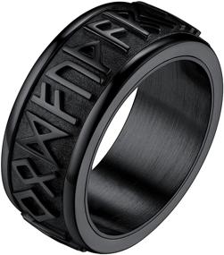 img 4 attached to 🔨 Норвежские викингские кольца из нержавеющей стали - настраиваемое кольцо для мужчин и женщин, идеально подходит для облегчения тревоги - FaithHeart
