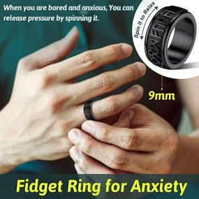 img 2 attached to 🔨 Stainless Steel Norse Viking Spinning Rings - Customizable Fidget Band Ring for Men and Women, Ideal for Anxiety Relief - FaithHeart