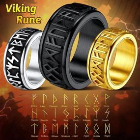 img 1 attached to 🔨 Норвежские викингские кольца из нержавеющей стали - настраиваемое кольцо для мужчин и женщин, идеально подходит для облегчения тревоги - FaithHeart