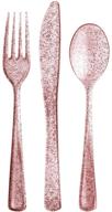 plastic cutlery combo rose glitter logo