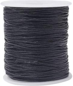 img 4 attached to Waxed Polyester Cord: Waterproof Black String for Jewelry Making, Crafting - 1mm x 100 Yards