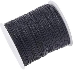 img 2 attached to Waxed Polyester Cord: Waterproof Black String for Jewelry Making, Crafting - 1mm x 100 Yards