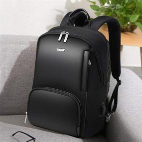 img 3 attached to LAORENTOU Business Backpacks Water Resistant Microfiber