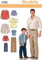 👖 simplicity 4760 shirt and pants sewing pattern: men and boys a (s-m-l/s-m-l-xl) - stylish and versatile designs logo