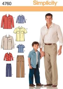 img 3 attached to 👖 Выкройка "Simplicity 4760": рубашка и брюки для мужчин и мальчиков, размер A (S-M-L/S-M-L-XL) - стильные и универсальные дизайны