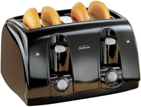 img 1 attached to 🍞 Black Sunbeam 4-Slice Toaster with Wide Slots (003911-100-000)