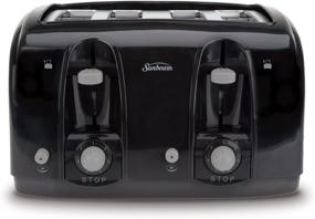 img 2 attached to 🍞 Black Sunbeam 4-Slice Toaster with Wide Slots (003911-100-000)